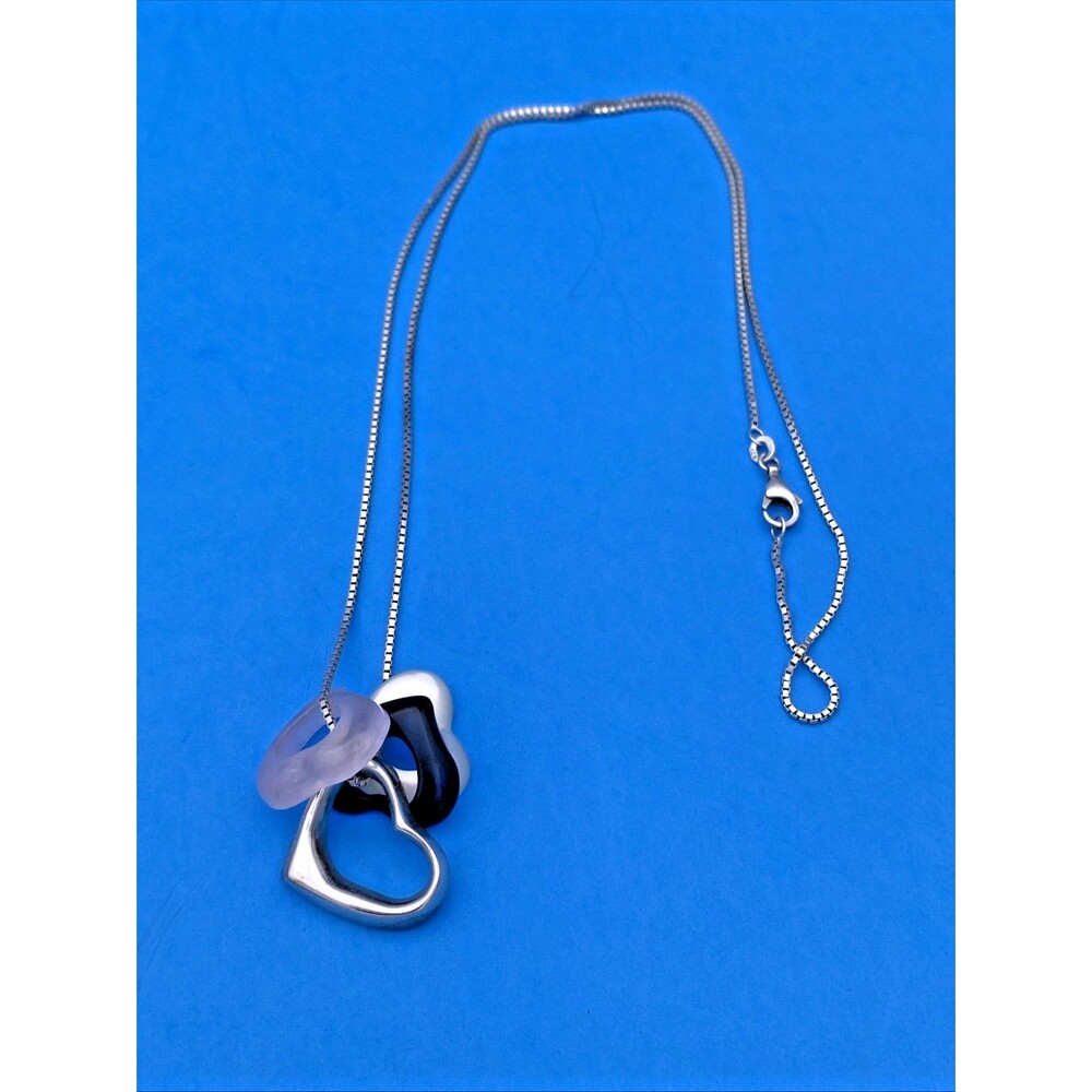 Taxco Four Floating Open Hearts On A Chain Sterling Silver 925 Mexico TH-40